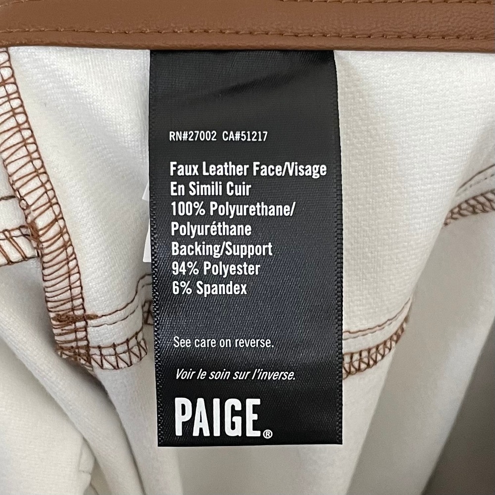 PAIGE Pants Womens Size 32 Brown Claudine Vegan Faux Leather Flare High Rise NEW - Picture 11 of 12